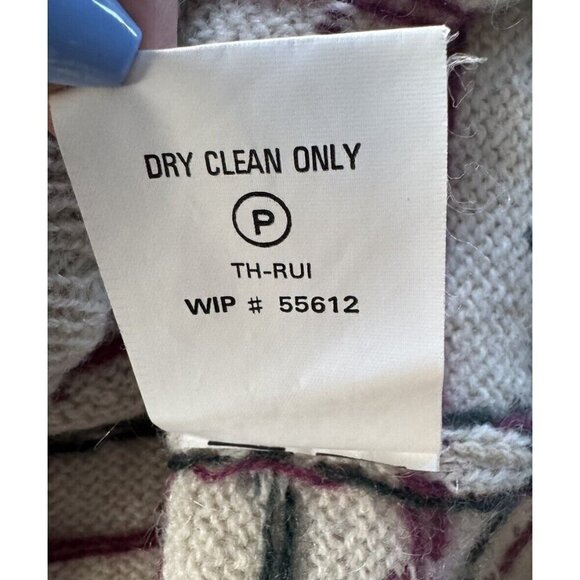 Vintage Woolrich Woman's Sz L Cream Blue Paisley Wool Blend Button Cardigan - Picture 7 of 11